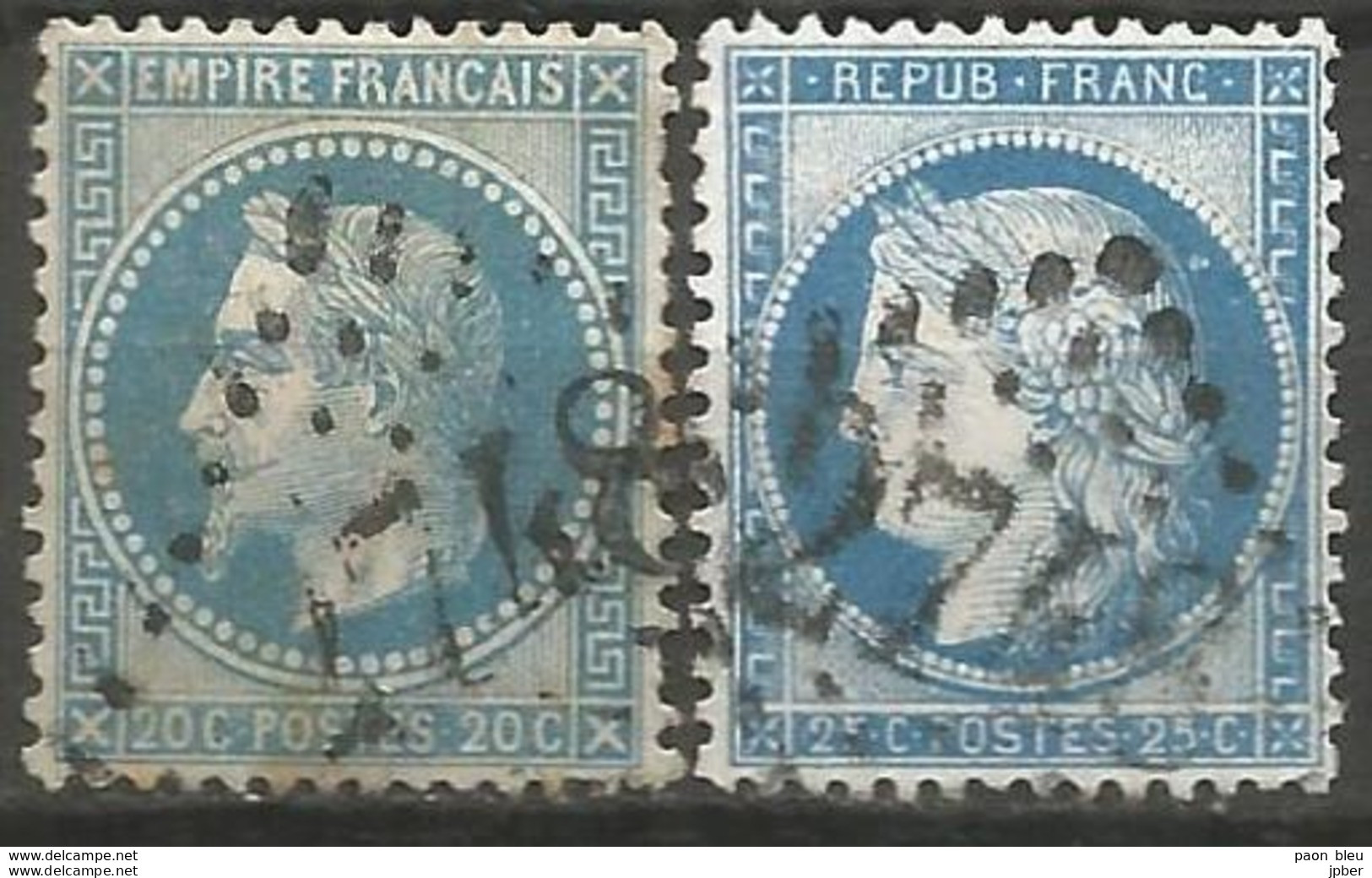 France - Napoleon III Et/ou Cérès - Oblitération Sur N°29A+60C - GC 2748 ORTHEZ (Pyrénées-Atlantiques) - 1863-1870 Napoléon III Lauré