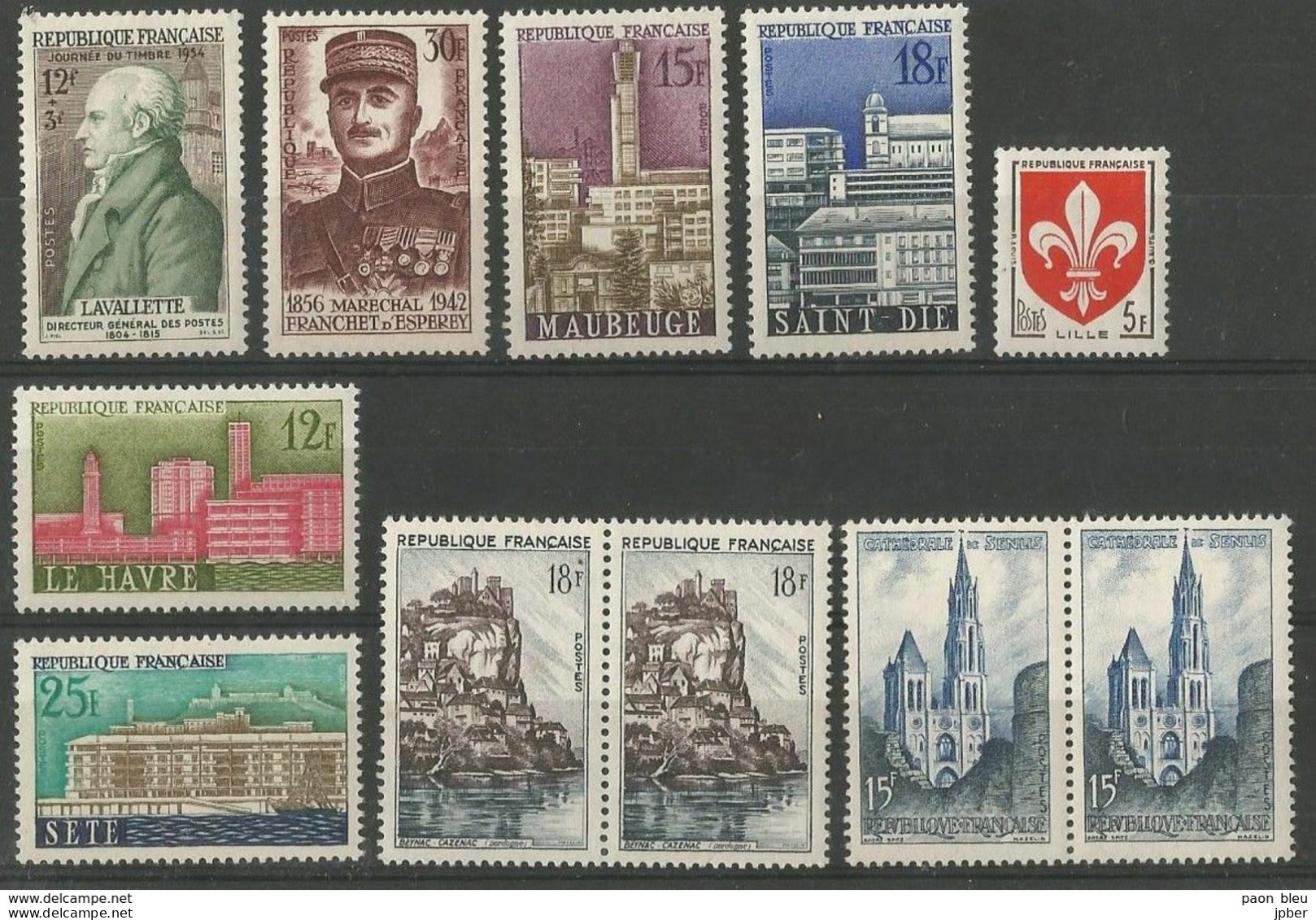 France - Entre N° 969 Et 1186 - 11 Timbres **,* - Lavalette - D'Esperey - Beynac - Sète - Maubeuge - St Die - Senlis - - Nuevos