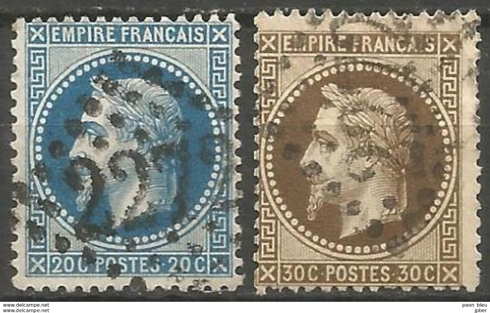 France - Napoleon III Et/ou Cérès - Oblitération Sur N°29A+30 - GC 2272 MAUBEUGE (Nord) - 1863-1870 Napoleon III With Laurels