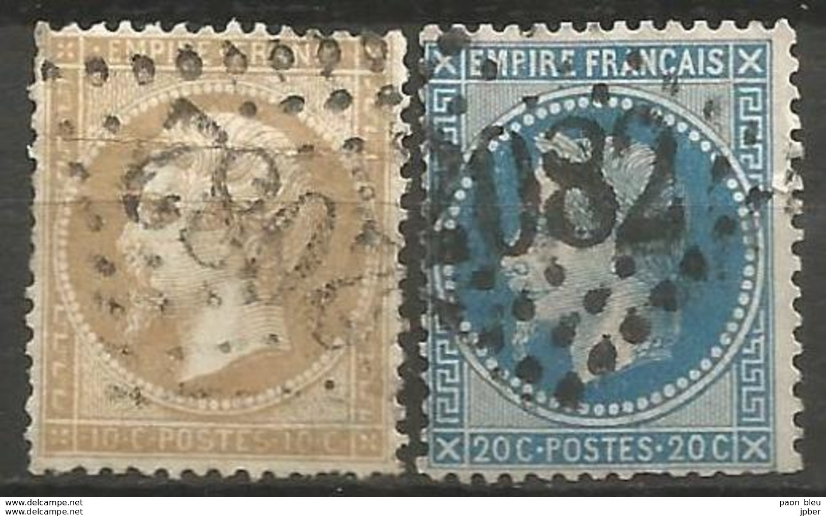 France - Napoleon III Et/ou Cérès - Oblitération Sur N°21+29B - GC 2082 LONS-LE-SAULNIER (Jura) - 1853-1860 Napoléon III