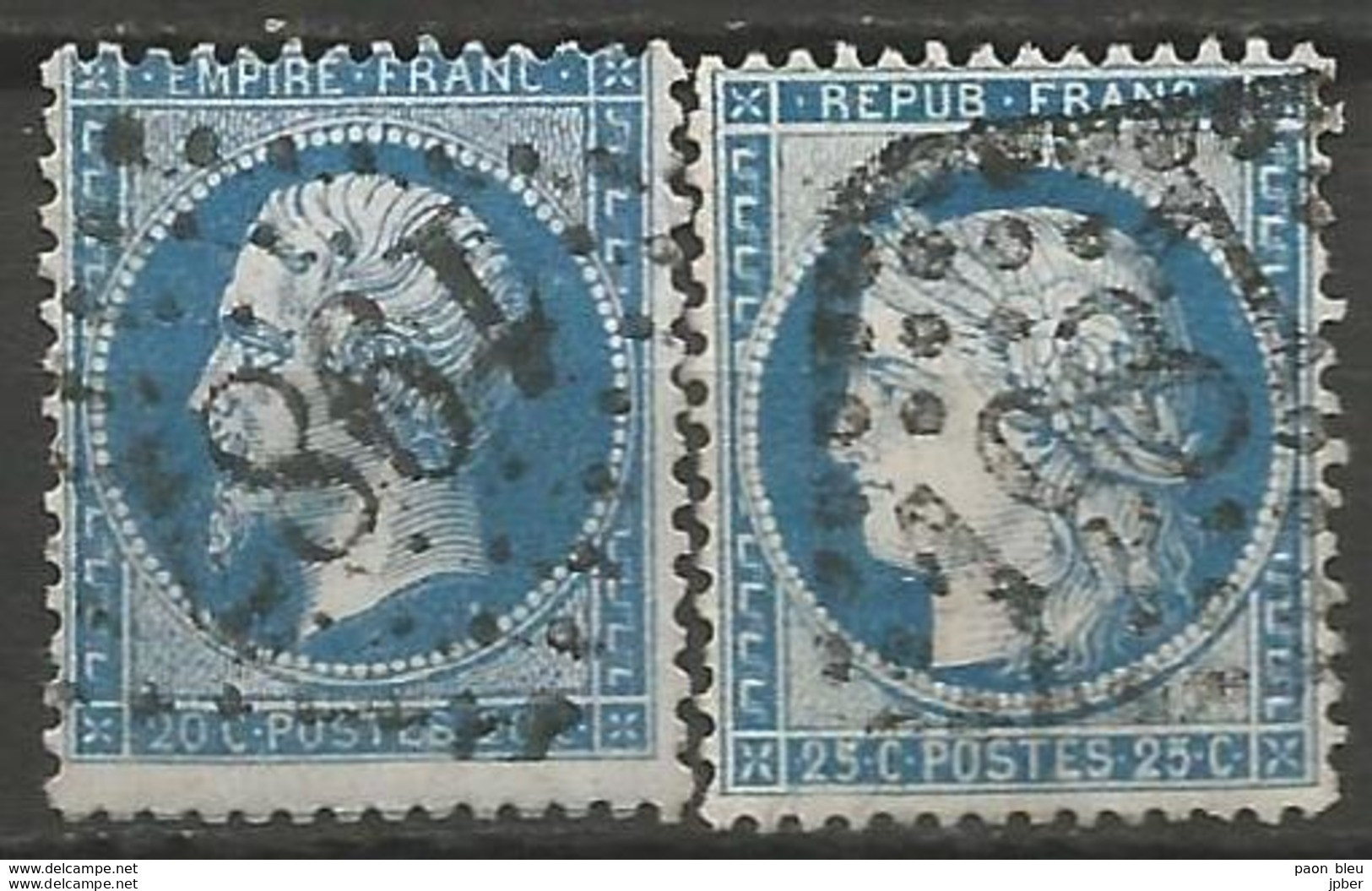 France - Napoleon III Et/ou Cérès - Oblitération Sur N°22+60C - GC 1987 LAVAL (Mayenne) - 1853-1860 Napoléon III