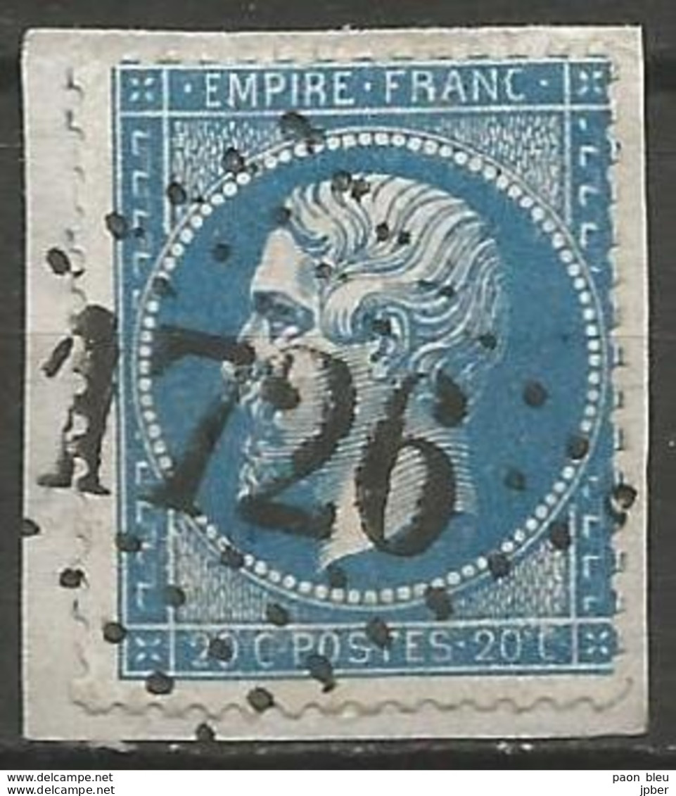 France - Napoleon III Et/ou Cérès - Oblitération Sur N°22 - GC 1726 GUEBWILLER (Haut-Rhin) - 1853-1860 Napoléon III
