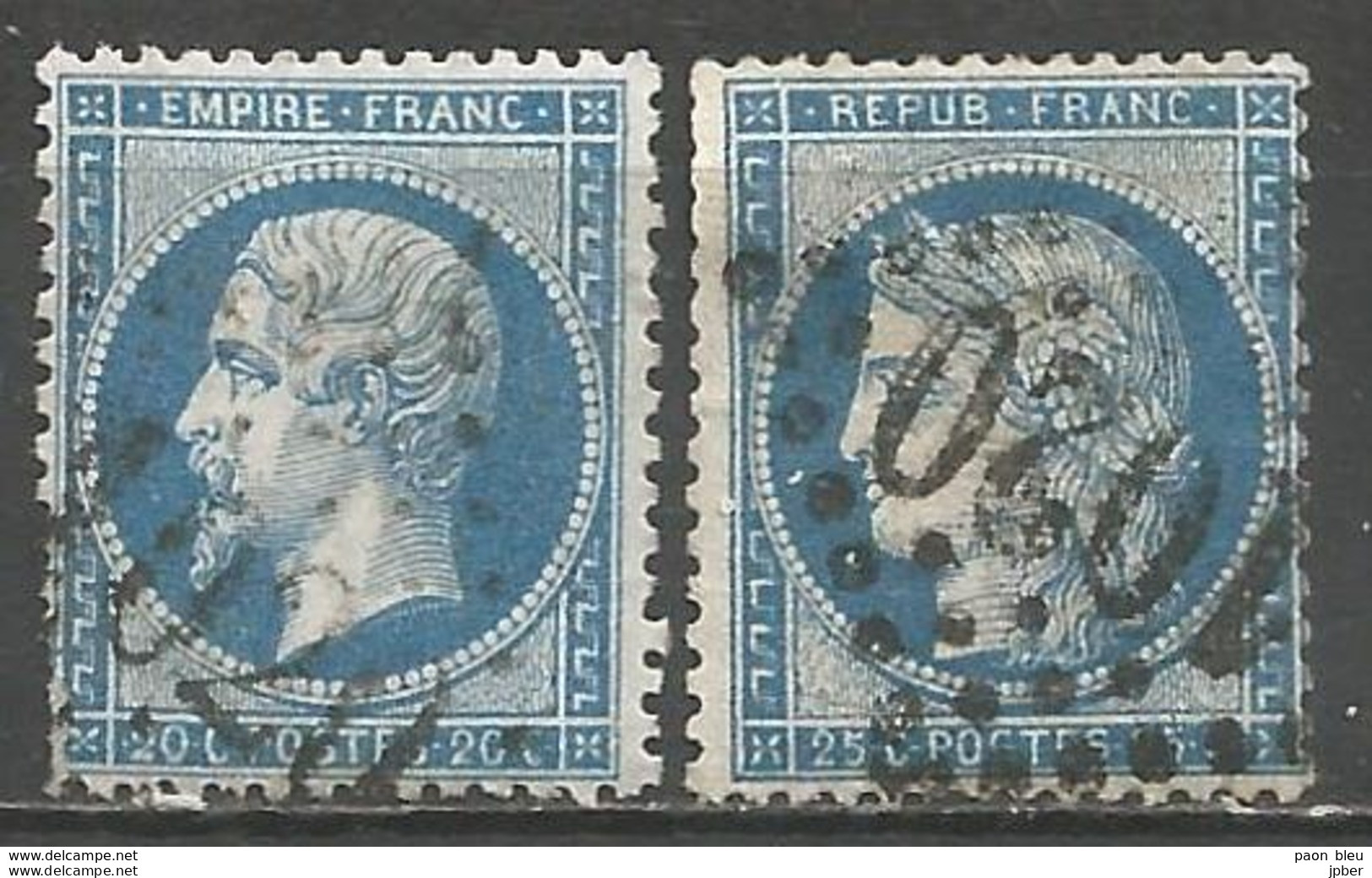 France - Napoleon III Et/ou Cérès - Oblitération Sur N°22+60A - GC 1020 CHOLET (Maine & Loire) - 1853-1860 Napoleone III