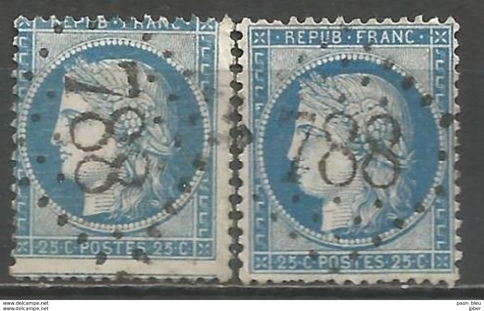 France - Napoleon III Et/ou Cérès - Oblitération Sur N°60A+60B - GC 788 CAVAILLON (Vaucluse) - 1871-1875 Ceres