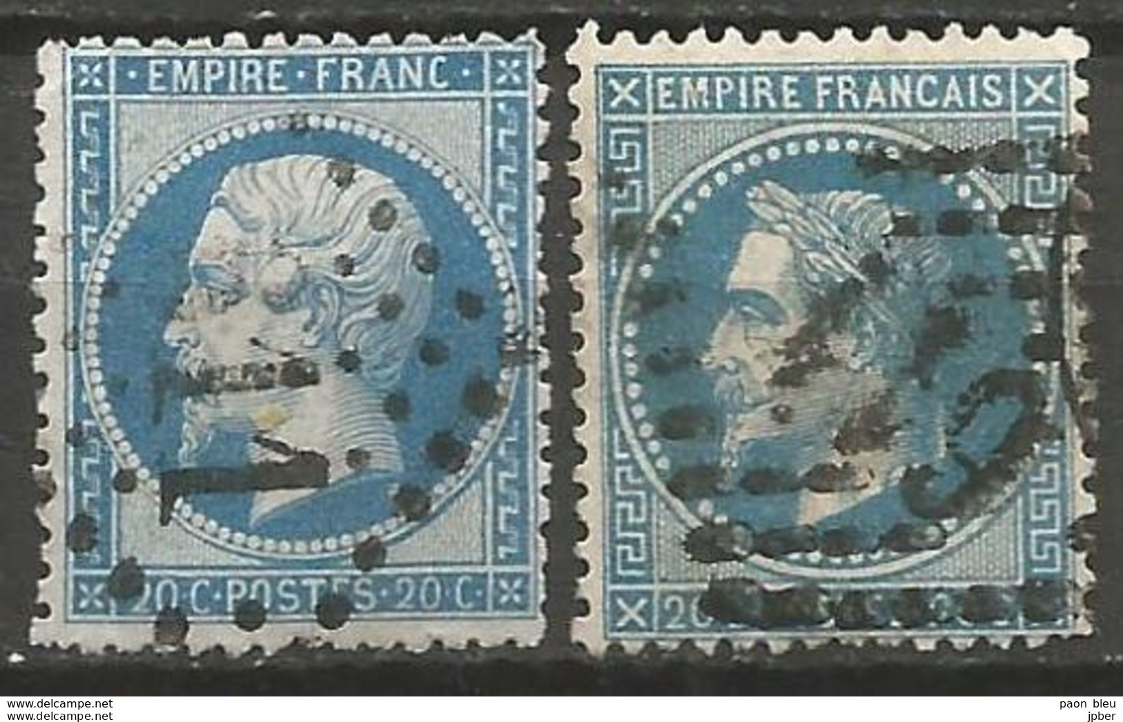 France - Napoleon III Et/ou Cérès - Oblitération Sur N° 22+29 - GC 611 BREST (Finistère) - 1853-1860 Napoléon III