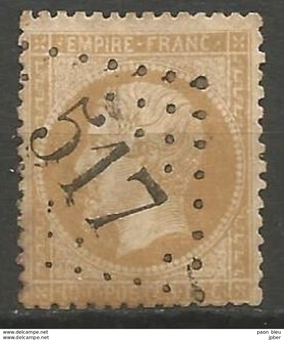 France - Napoleon III Et/ou Cérès - Oblitération Sur N° 21 - GC 517 BOLLENE (Vaucluse) - 1853-1860 Napoleon III