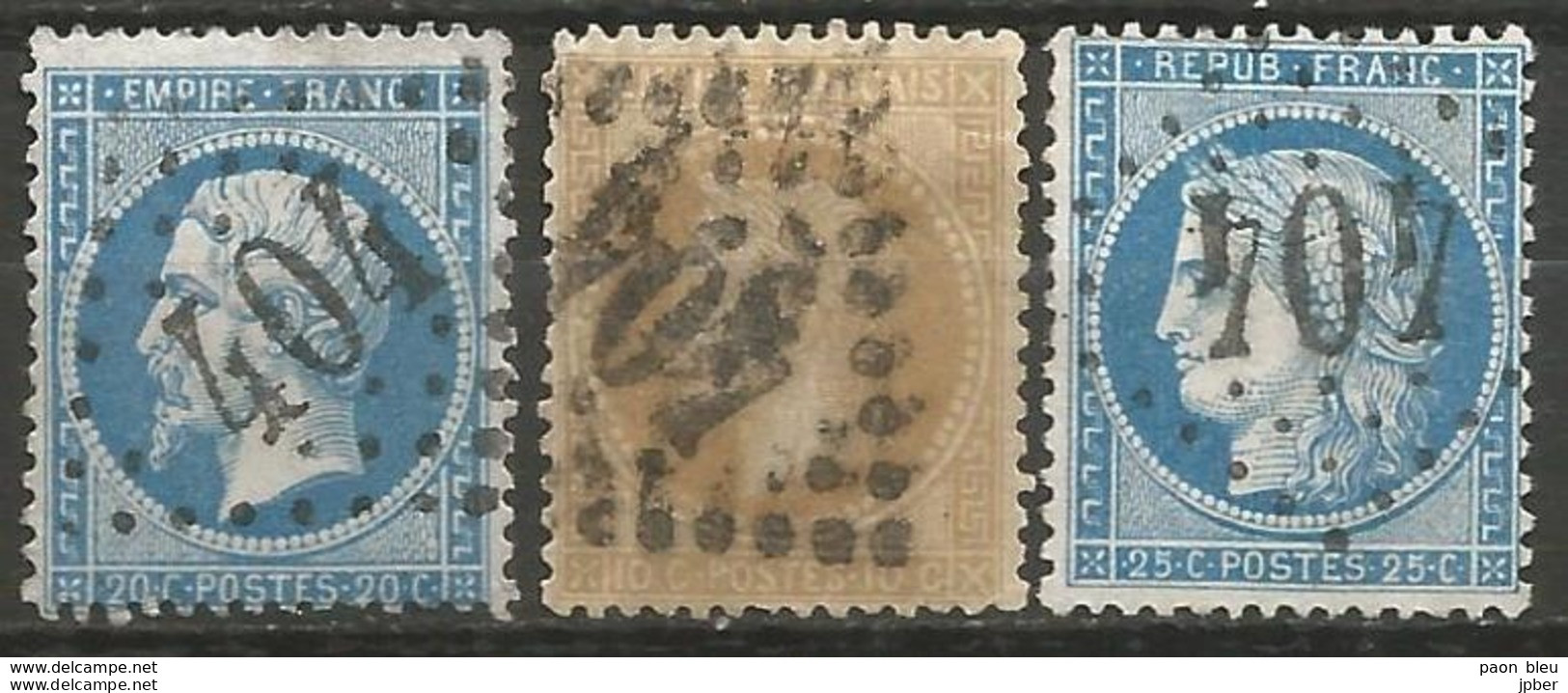 France - Napoleon III Et/ou Cérès - Oblitération Sur N° 22+28B+60A - GC 404 BEAUVAIS (Oise) - 1863-1870 Napoleon III With Laurels