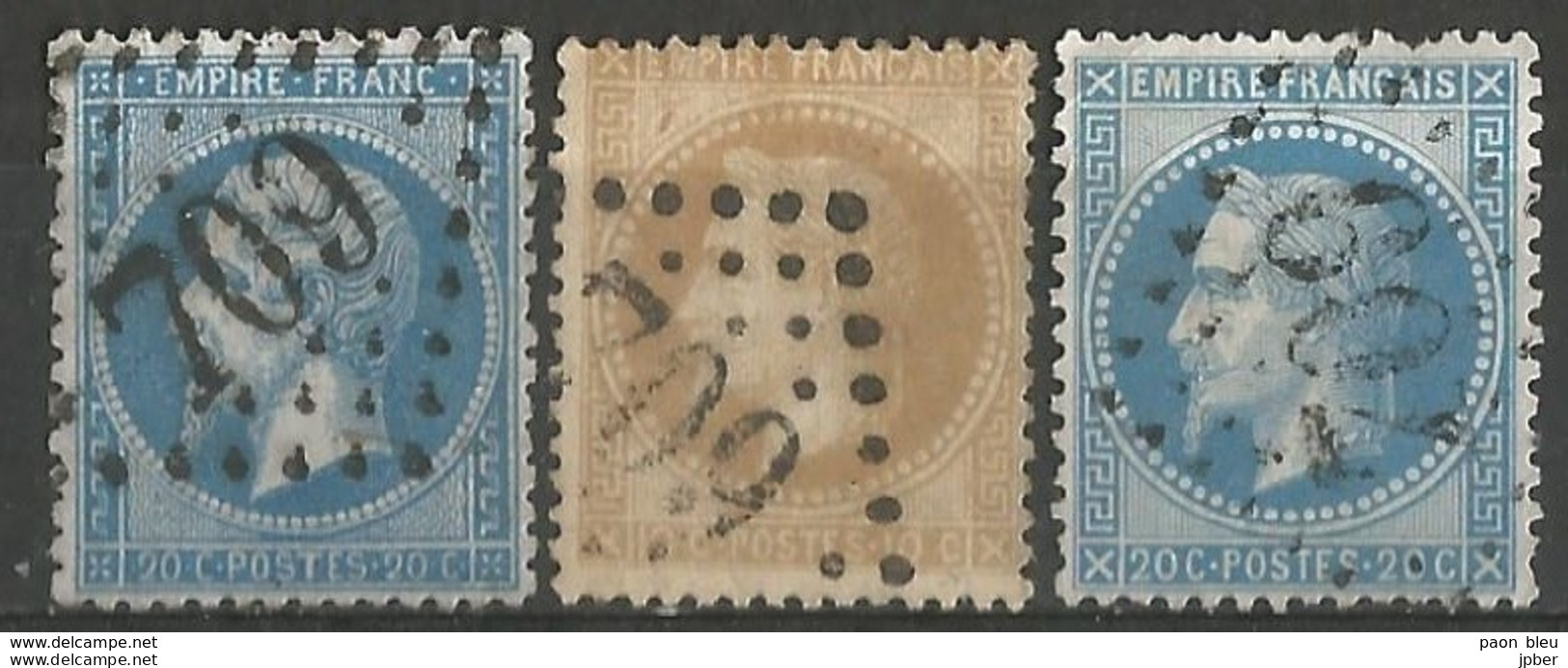 France - Napoleon III Et/ou Cérès - Oblitération Sur N° 22+28B+29B - GC 709 CAMBRAI (Nord) - 1863-1870 Napoleon III With Laurels
