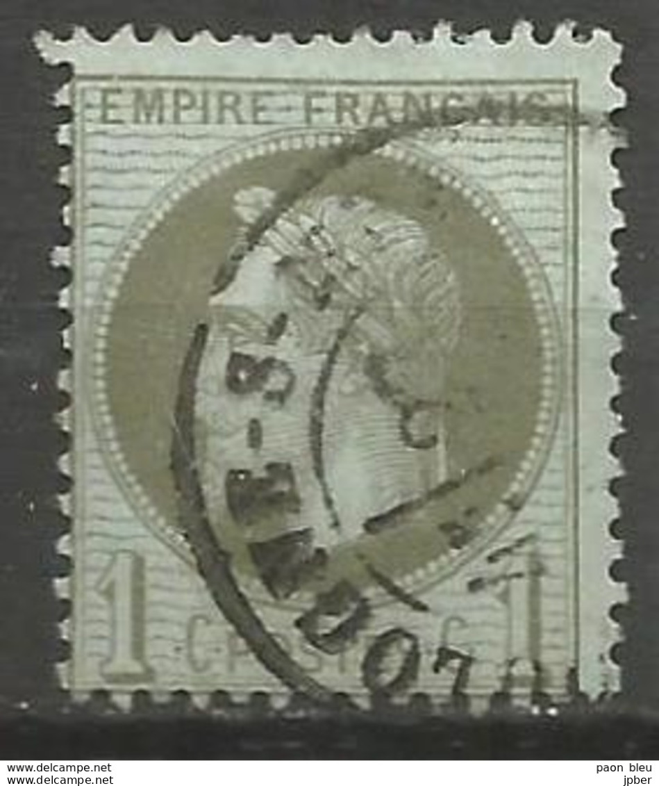 France - Napoleon III Lauré - N°25 Oblitéré - Cachet à Date BOULOGNE-SUR-MER (Pas-de-Calais) - 1863-1870 Napoleone III Con Gli Allori