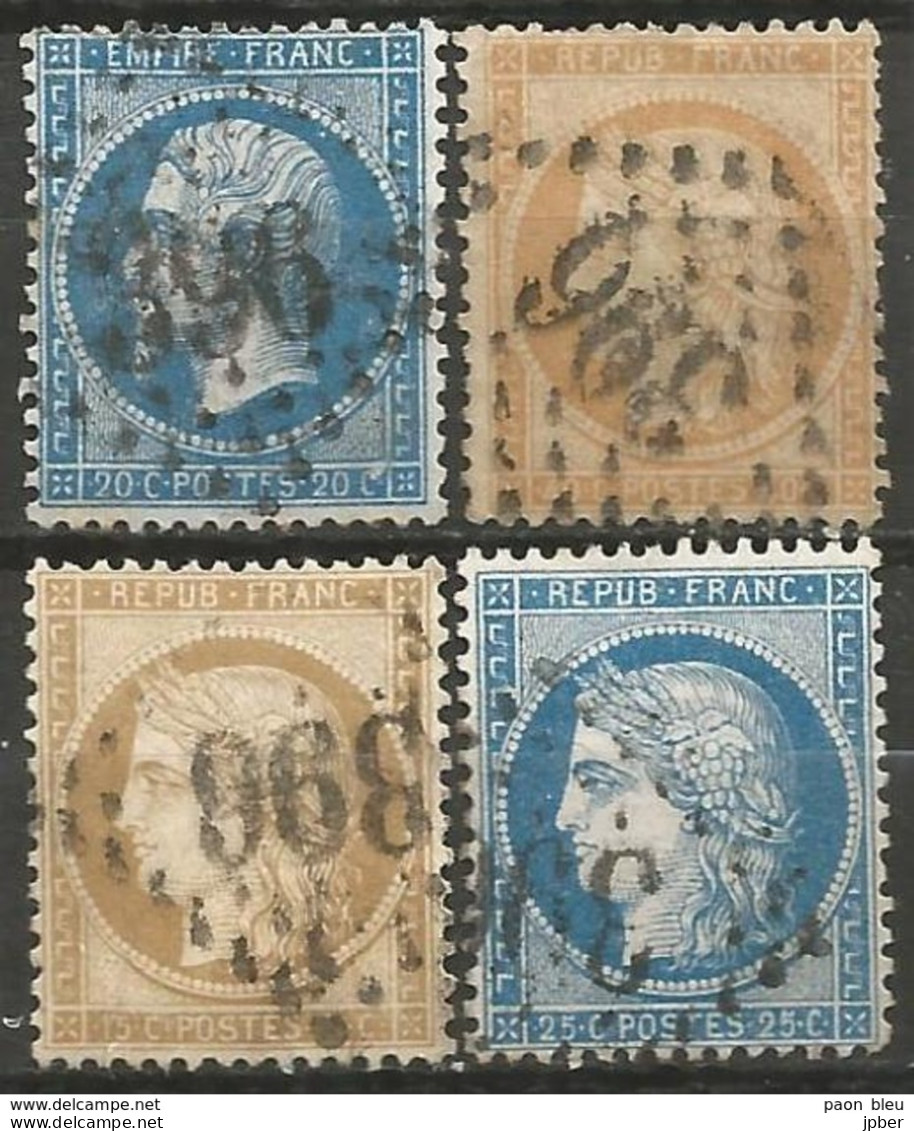 France - Napoleon III Et/ou Cérès - Oblitération Sur N° 22+38a+59+60A - GC 396 BEAUNE (Côte-d'Or) - 1871-1875 Ceres