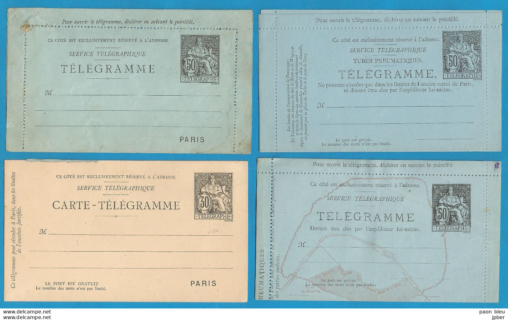 France - Carte Télégramme - 4 Cartes Neuves - CPP N°2511 + CLPP N° 2526 + 2529 + 2531 - Kartenbriefe