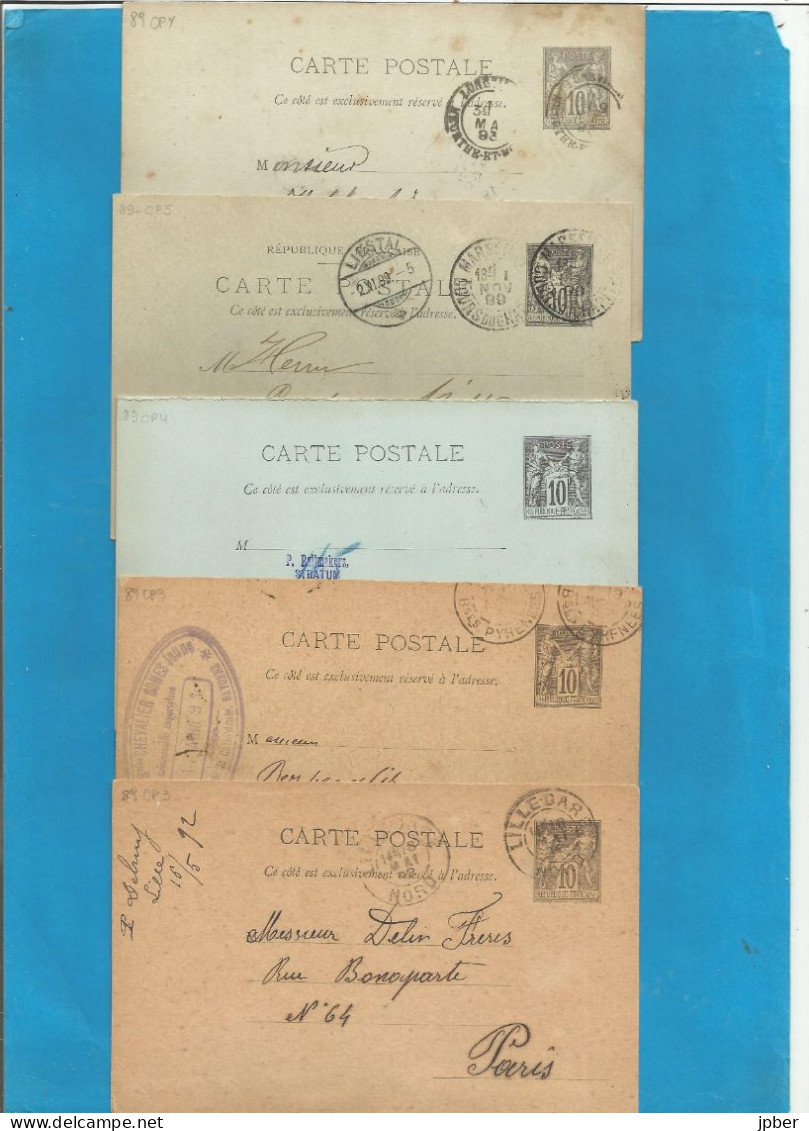 France - Carte Postale Type "Sage" - Lot De 10 Cartes - 89CP2-3-4-5 Dont 1 Neuve Avec Réponse Et Dont Vers L'étranger - Postales  Transplantadas (antes 1995)