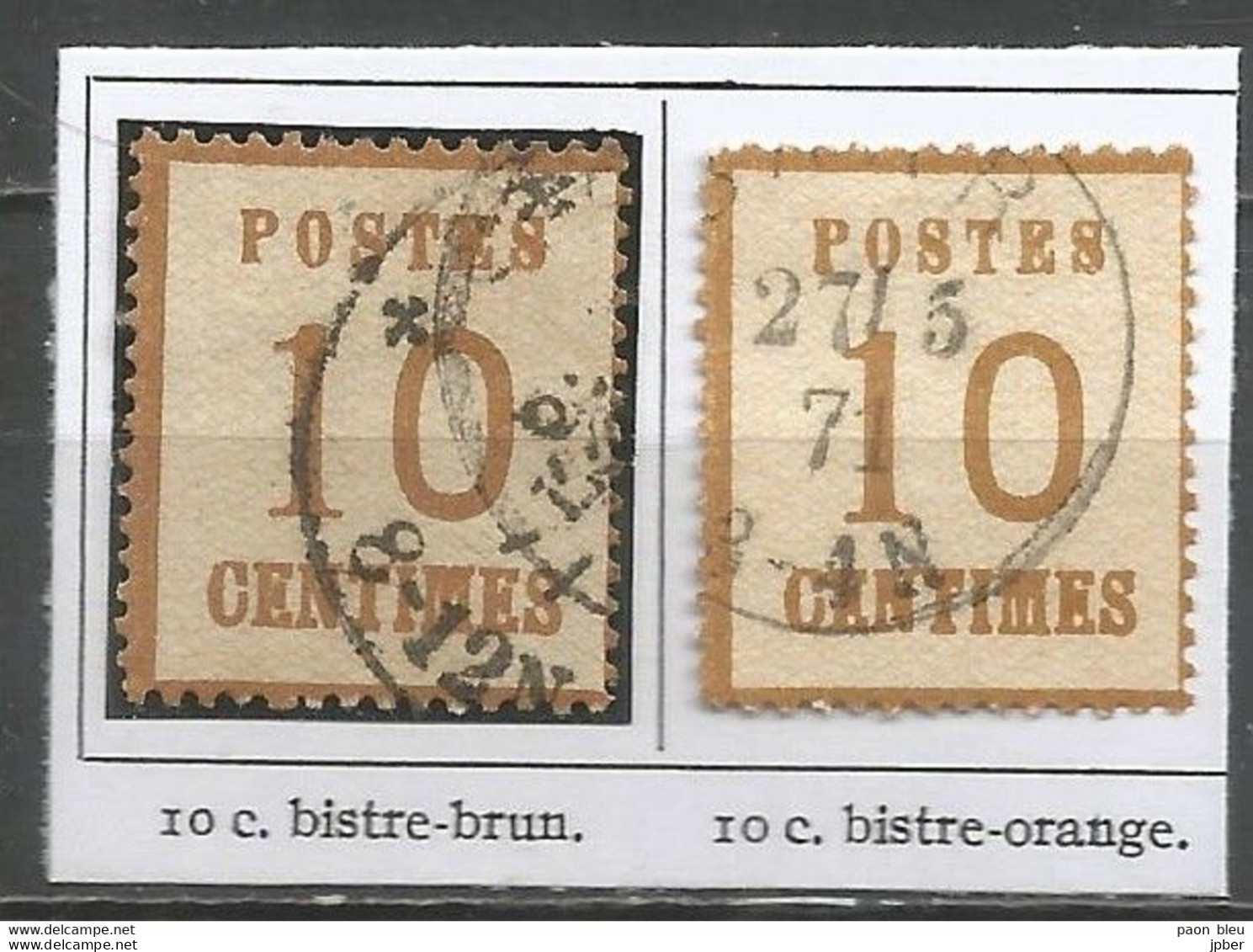 France - Alsace-Lorraine - N°5 Et 5a  10c. Bistre-brun Et Bistre-orange - Otros & Sin Clasificación