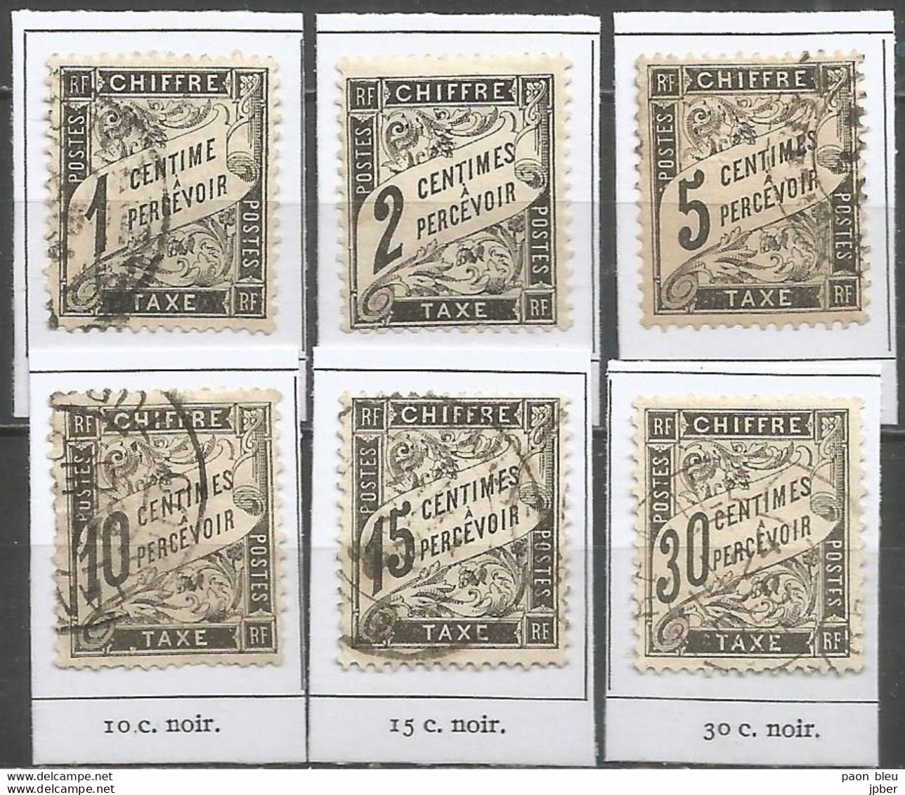 France - Timbres Taxe - N° 10, 11 *, 14, 15, 16, 18 - 1859-1959 Oblitérés