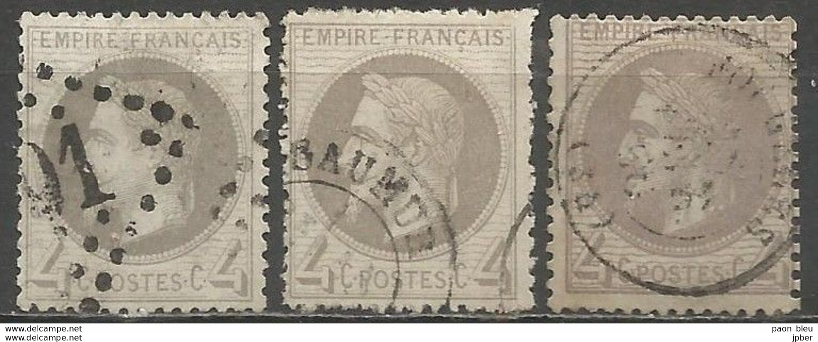 France - Napoléon III Lauré - N° 25 Gris + 25a Gris Jaunâtre + 25b Gris Lilas - 1863-1870 Napoléon III Con Laureles