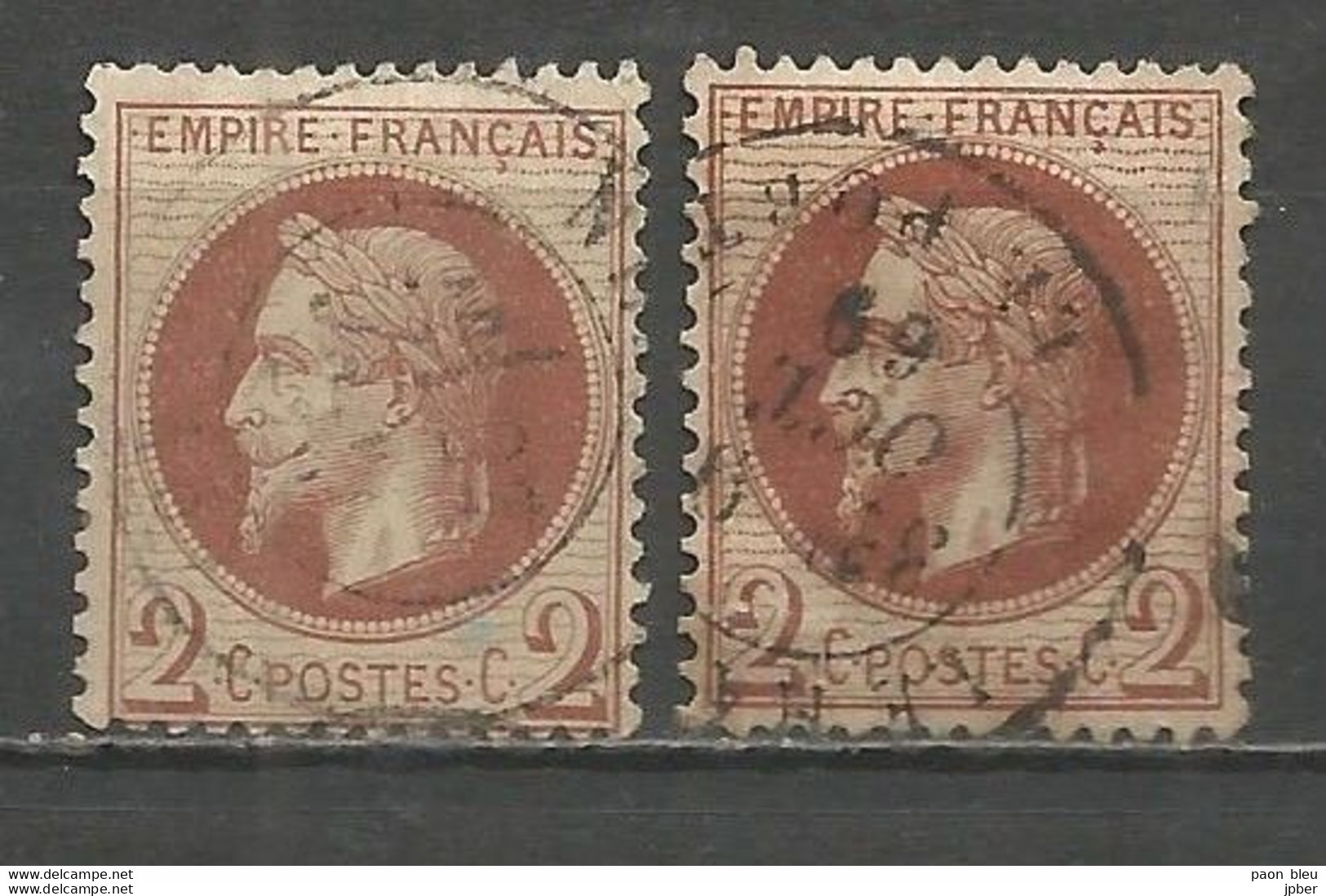 France - Napoléon III Lauré - N° 29 Brun Rouge Et 29a Brun Rouge Foncé - 1863-1870 Napoléon III Con Laureles