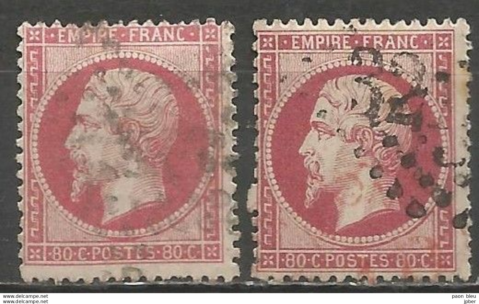 France - Napoléon III - N° 24 Rose Et 24a Rose Foncé - 1862 Napoleone III