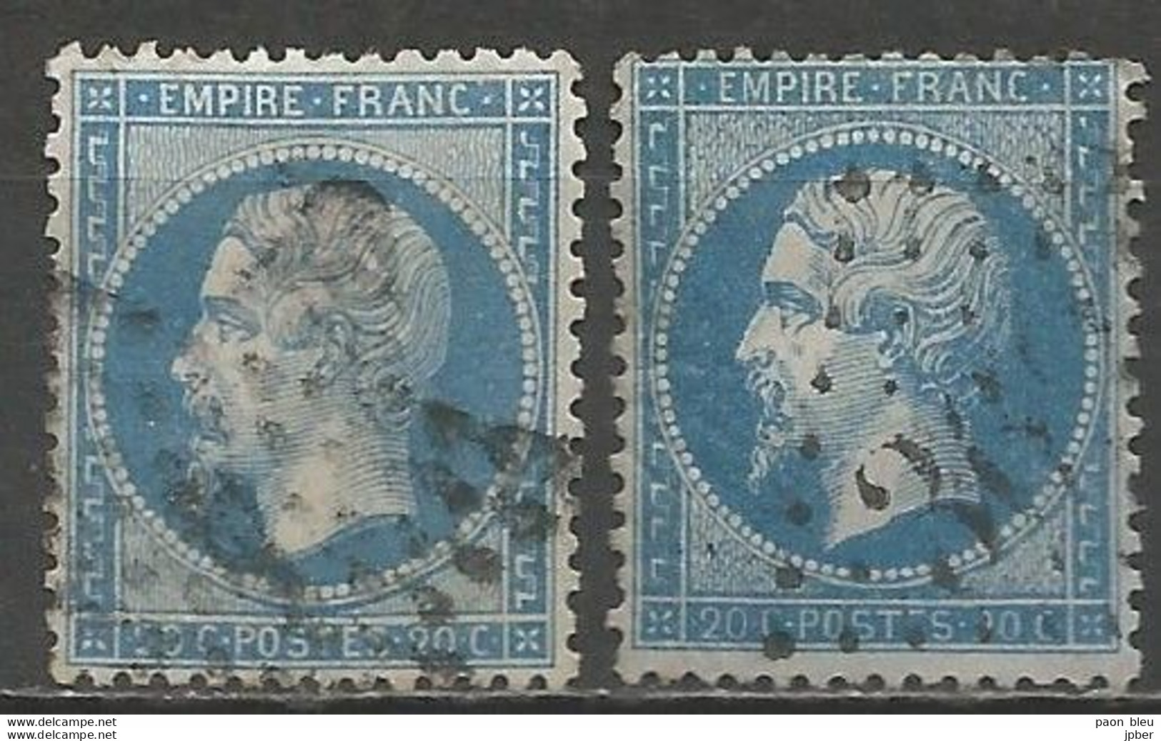 France - Napoléon III - N° 22 Bleu Et Bleu Foncé - 1862 Napoléon III