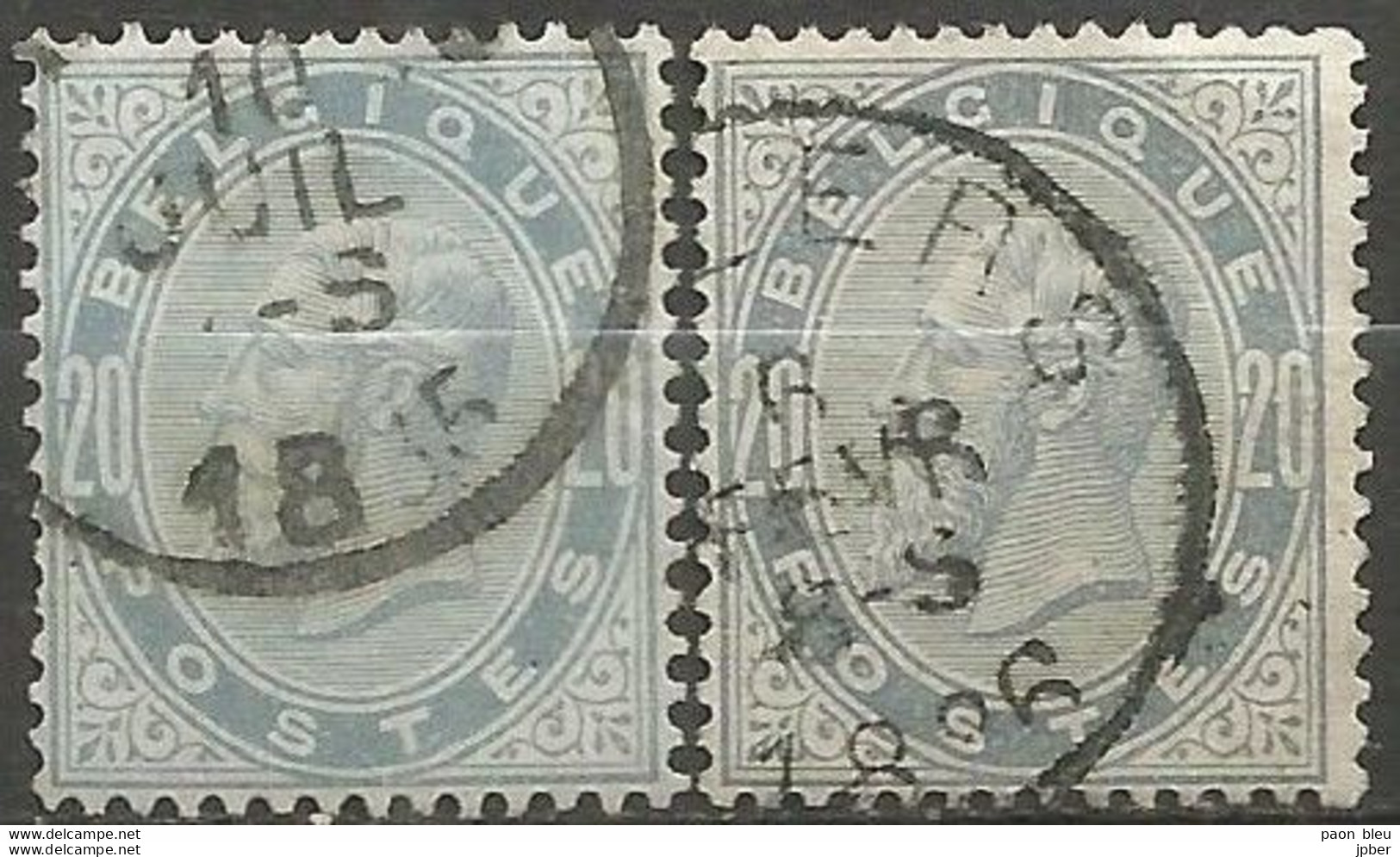 Belgique - Léopold II - N°39 Gris-perle Et 39a Gris Ardoise Obl. - 1883 Leopoldo II