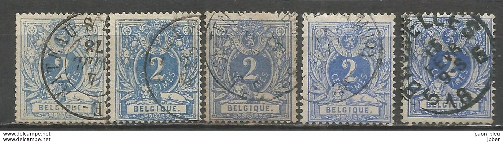 Belgique - Lion Couché - N°27 Obl. - 5 Nuances De Couleur - 1869-1888 Lying Lion