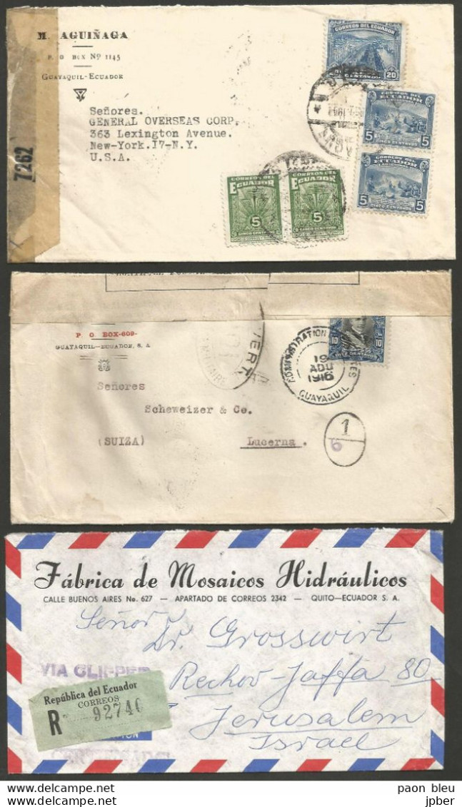 EQUATEUR - 33 Lettres Correo Aereo - Vers USA-Suisse-Autriche-Allemagne-Israël - Ecuador