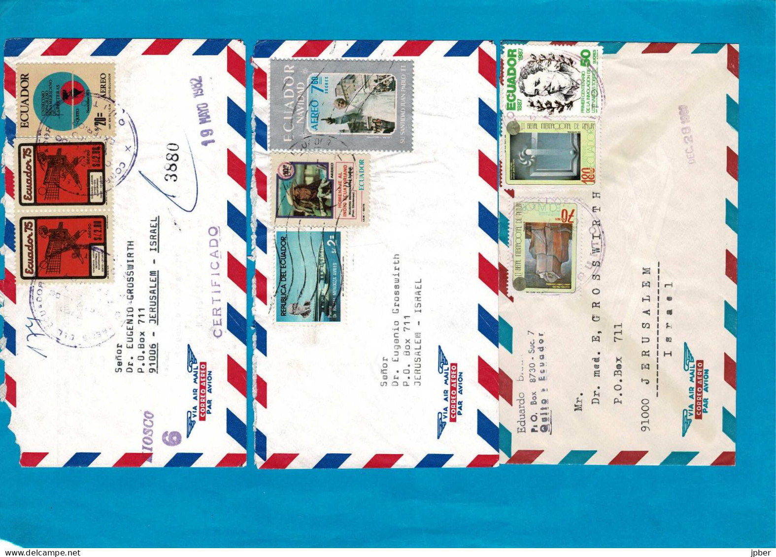 EQUATEUR - 33 lettres Correo Aereo - vers USA-Suisse-Autriche-Allemagne-Israël