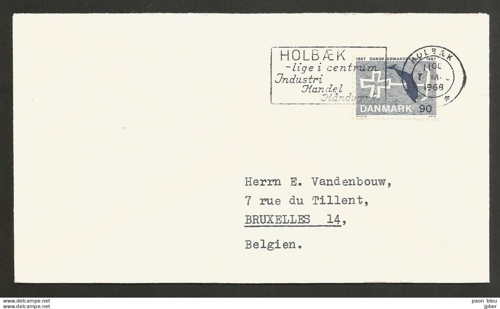 Danmark - Lettre HOLBAEK Vers Bruxelles Belgique (Holbaek - Lige I Centrum Industri Handel Handvoerk) - Storia Postale