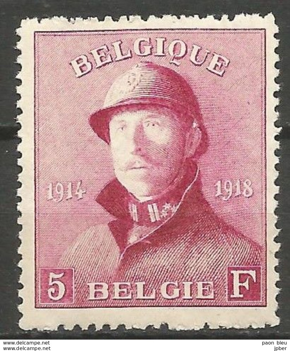 Belgique - N° 177 ** 5 Frs  "Roi Casqué" - 1919-1920  Re Con Casco