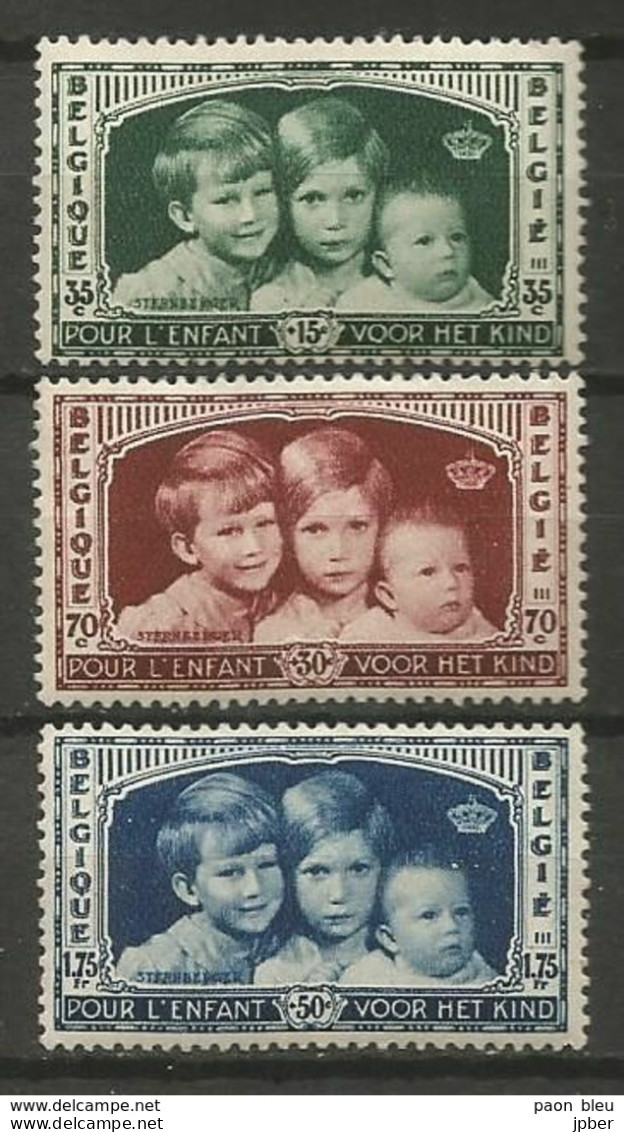 Belgique - N° 404 à 406 * - Enfants Royaux - Baudouin, Joséphine-Charlotte, Albert - Unused Stamps