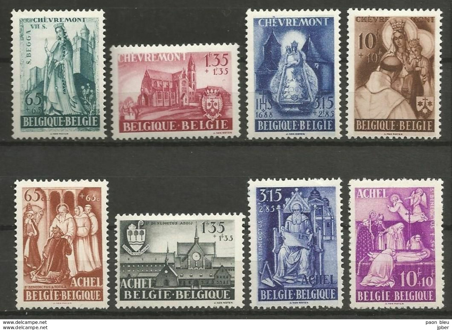 Belgique - N°773 à 780 * - Abbaye D'Achel - Basilique De Chevremont - St Benoît - St Benedictus - Totila - Ste Begge - Unused Stamps