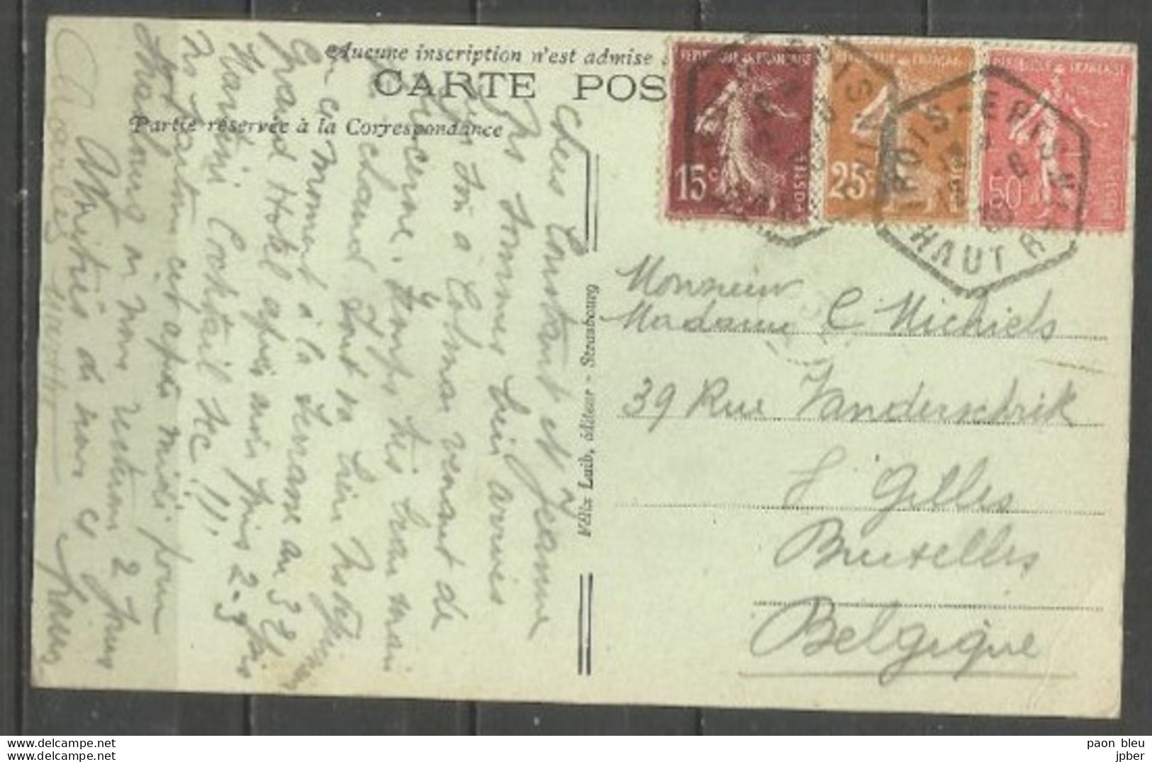 France - Type Semeuse Camée Et Lignée - N°189+235+199 - Obl. Hexagonale TROIS-EPIS (Haut-Rhin) - 1906-38 Semeuse Camée