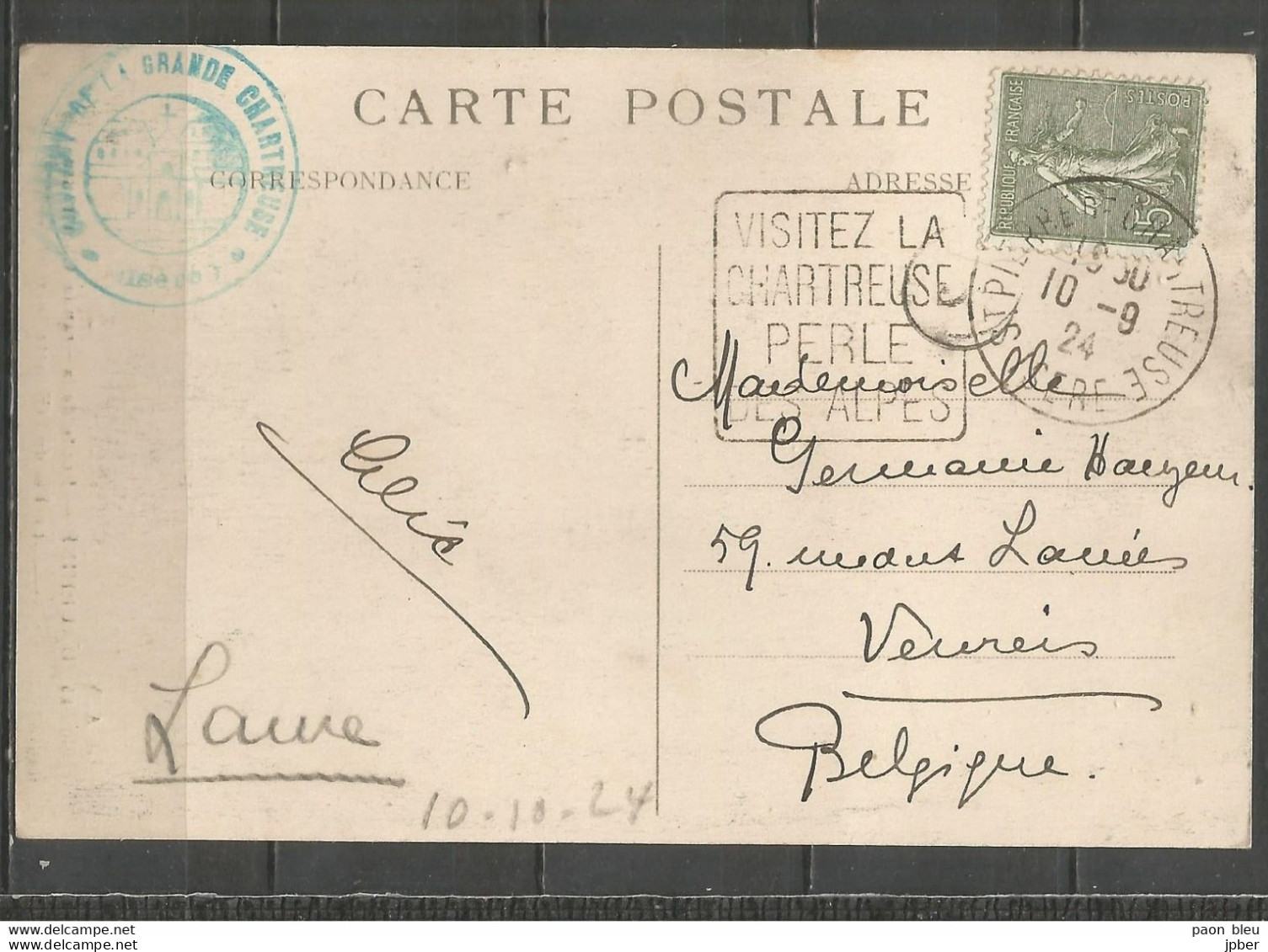 France - Type Semeuse Lignée - N°130 Sur CP Obl. Daguin - ST PIERRE DE CHARTEUSE + Pic De L'Oeillette - 1903-60 Sower - Ligned