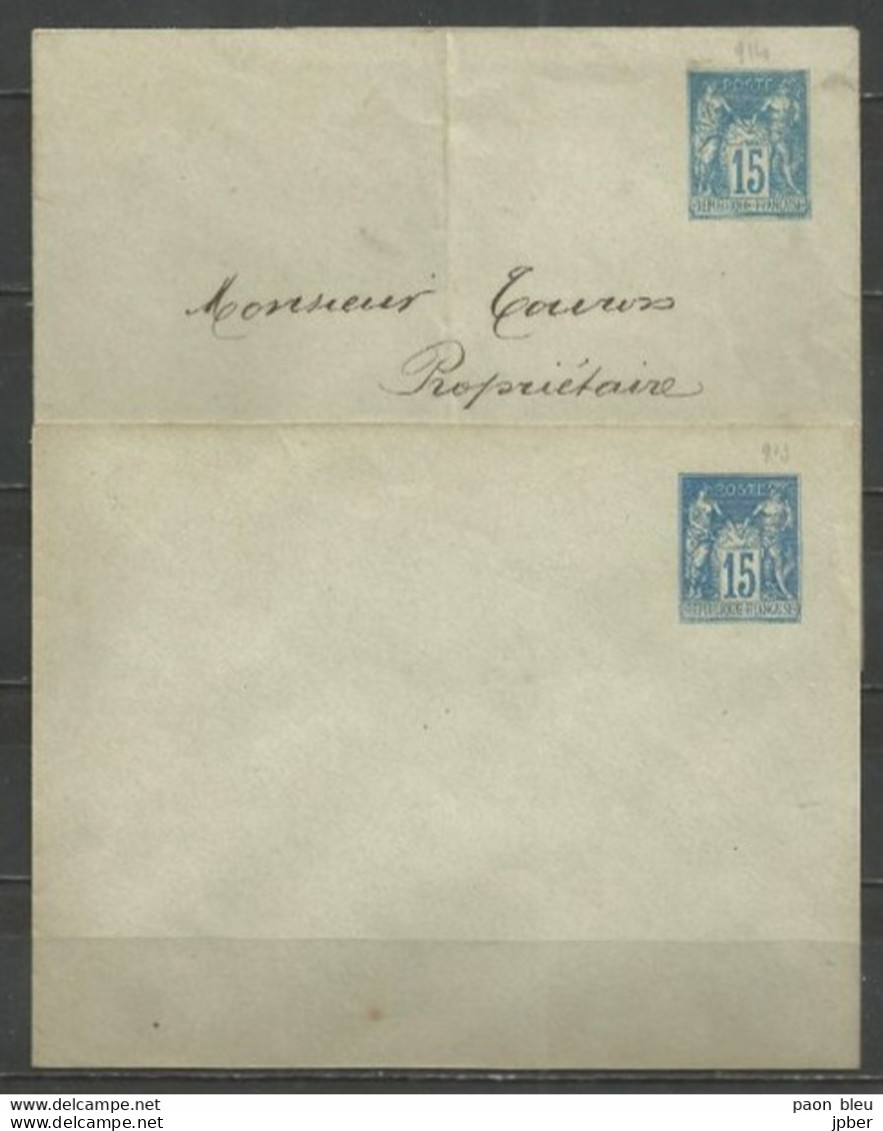 France - 2 Enveloppes Type Sage N°90-E9 N° 913 Et 914 - Cartoline Postali Ristampe (ante 1955)