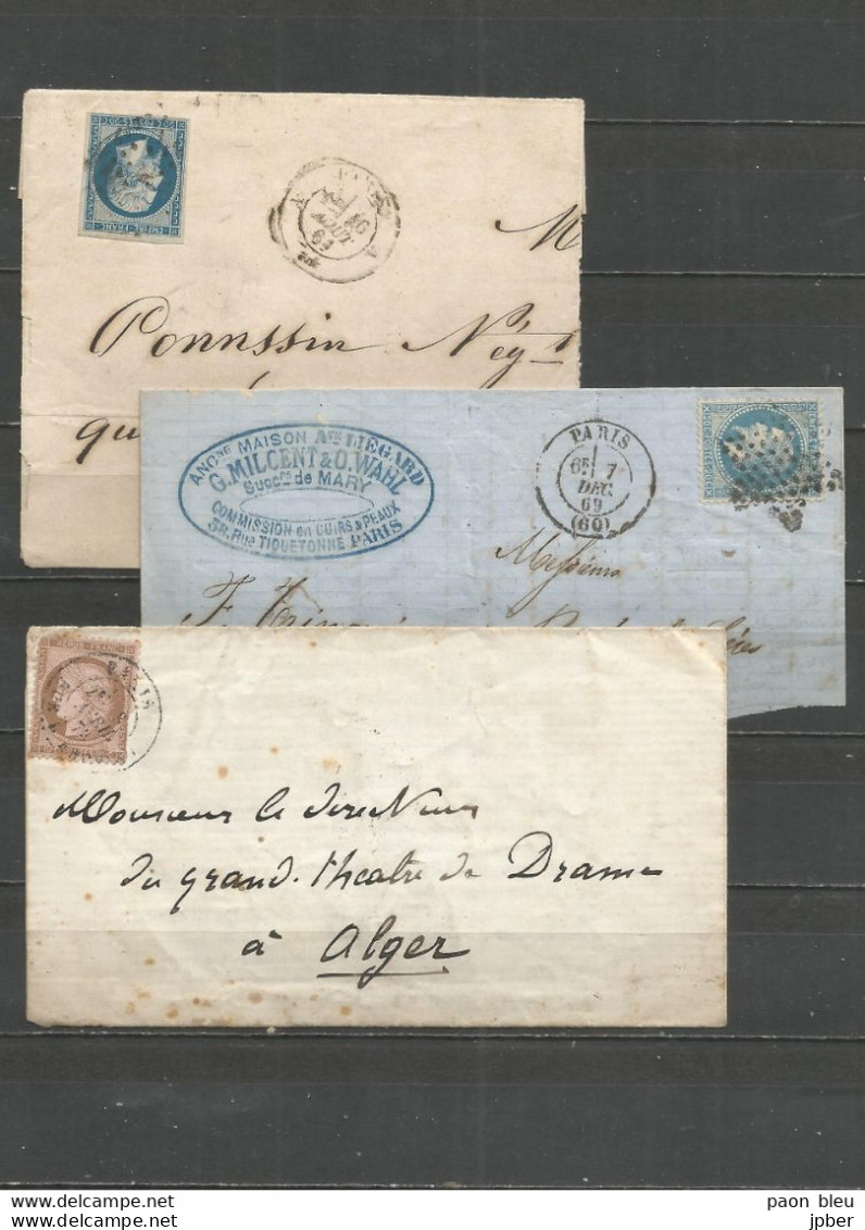 France - Paris - Obl.Etoile - 3 Lettres Ou Morceaux De Lettres De PARIS - 1849-1876: Classic Period