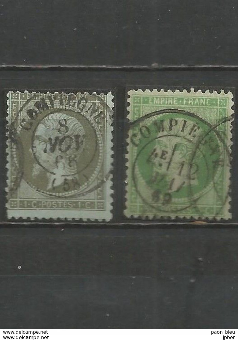 France - Oise - Obl.type 15 Et 17 - COMPIEGNE - 1862 Napoléon III