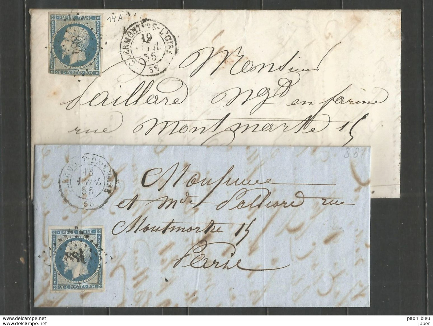 France - Oise - Obl.PC - N°14A Sur 2 Lettres De CLERMONT-SUR-L'OISE - 1849-1876: Classic Period