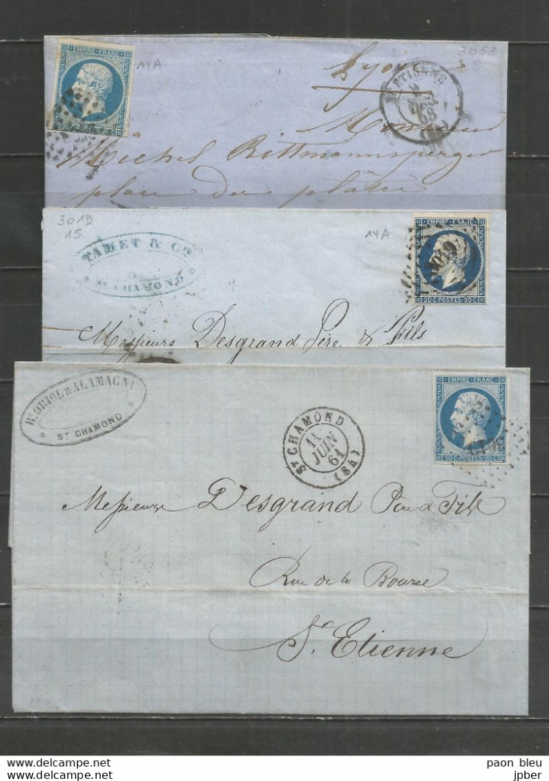 France - Loire - Obl.PC+type15 - 3 Lettres De St.CHAMOND, St.ETIENNE - 1849-1876: Klassik