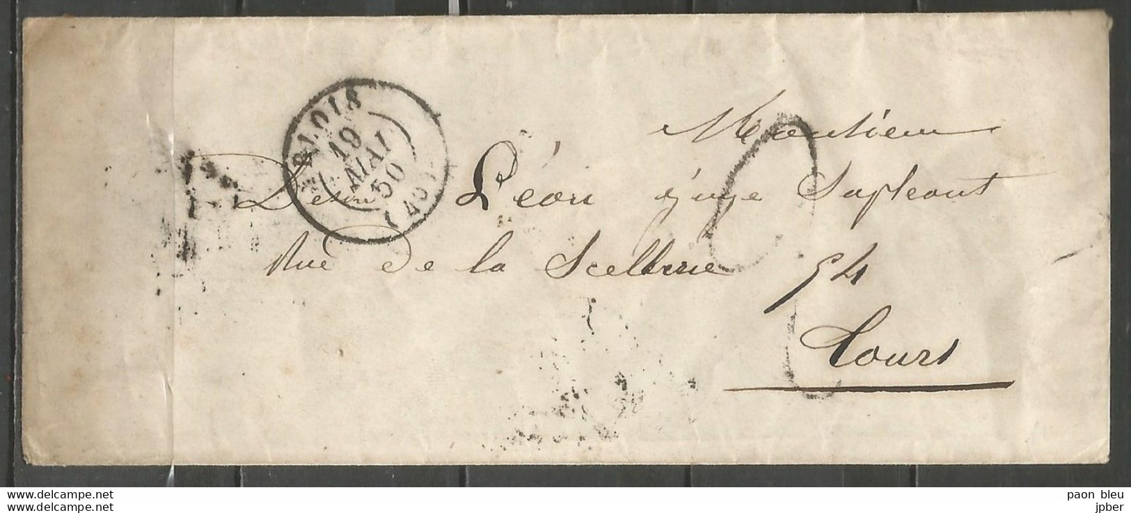 France - Enveloppe Non Affranchie Du 19/05/1850 De Blois Vers Tours - 1849-1876: Classic Period