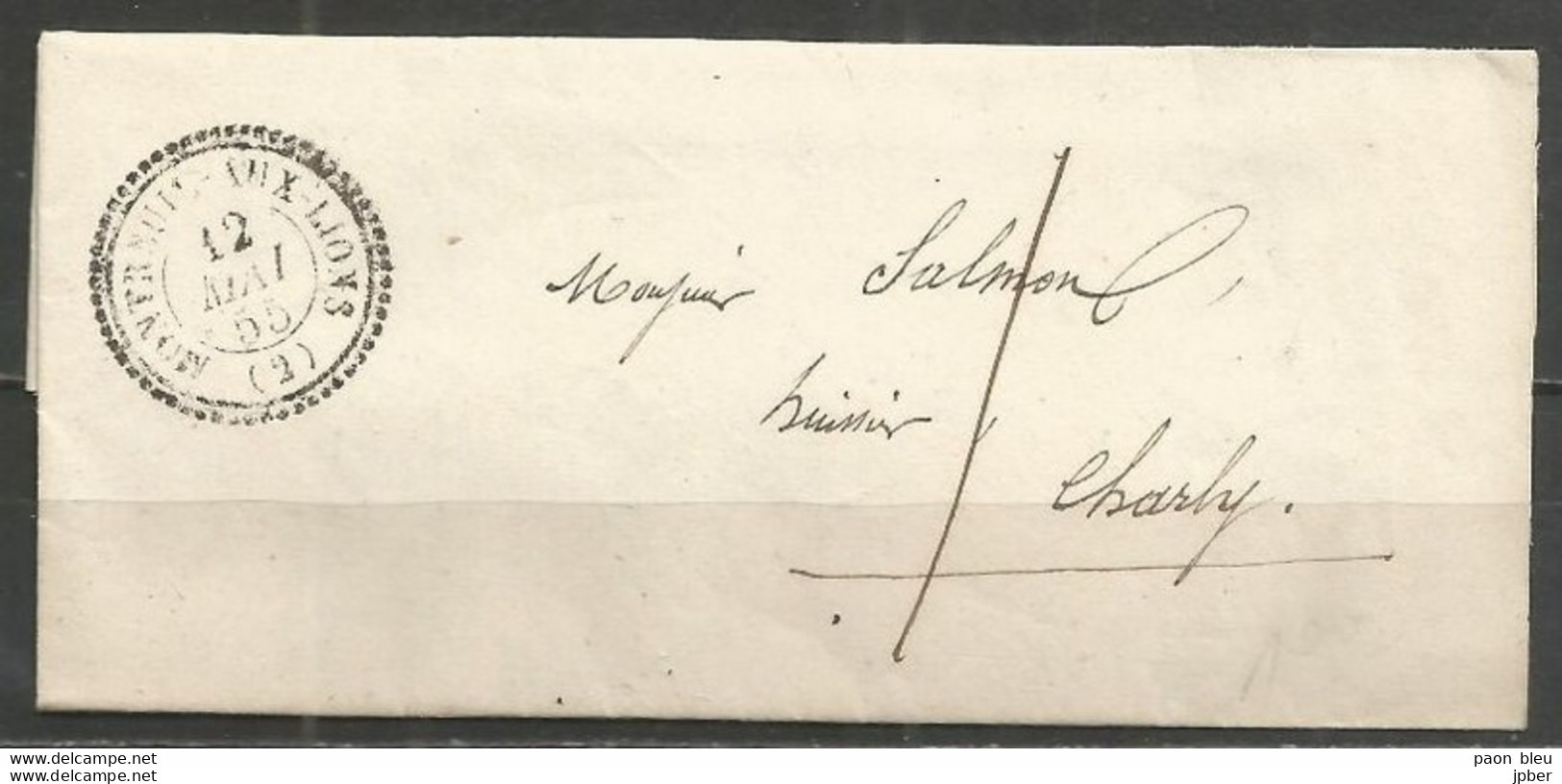 France - LAC Non Affranchie De MONTREUIL-AUX-LOUPS à CHARLY Du 12/5/1855 - 1849-1876: Periodo Clásico