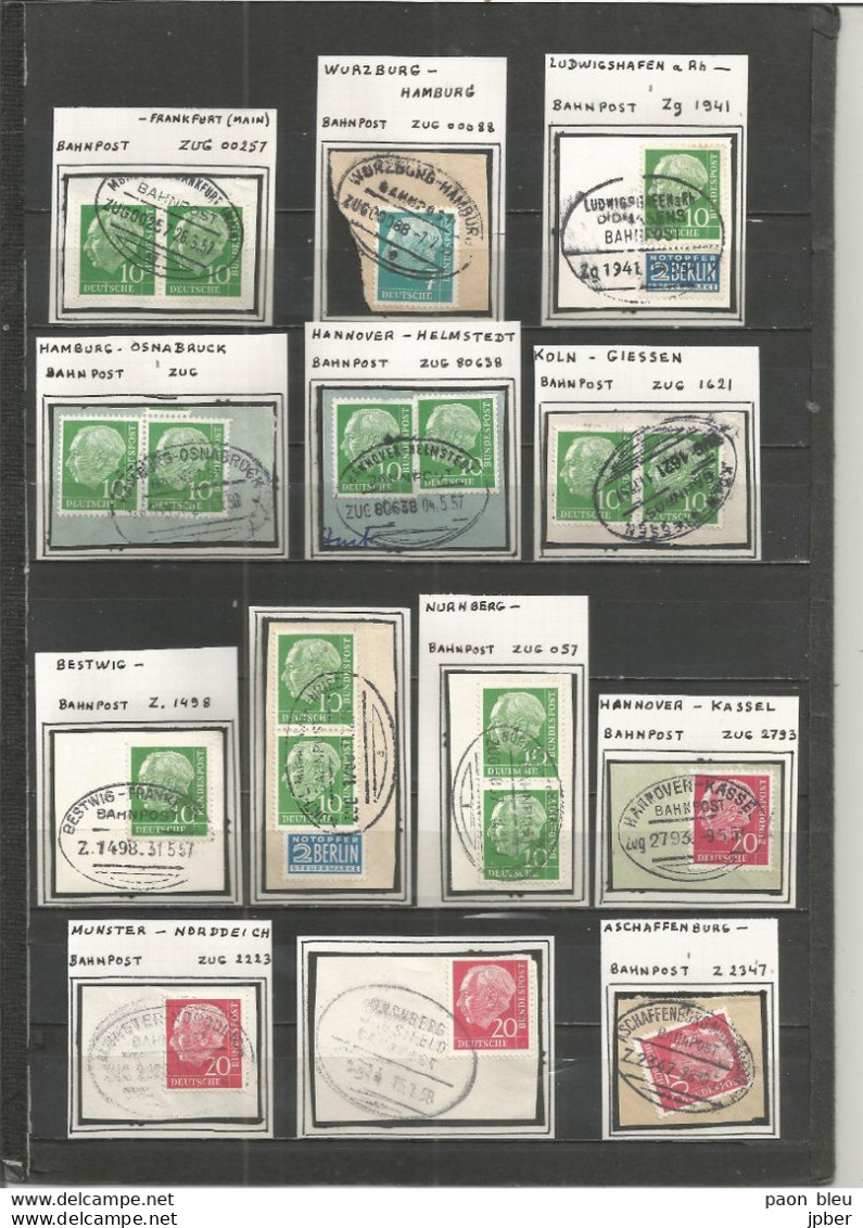 Allemagne -  Deutsche Bundespost - Bahnpost - Munster, Norddeich, Hannover, Kassel, Helmstedt, Ludwigshafen, Bestwig,... - Oblitérés