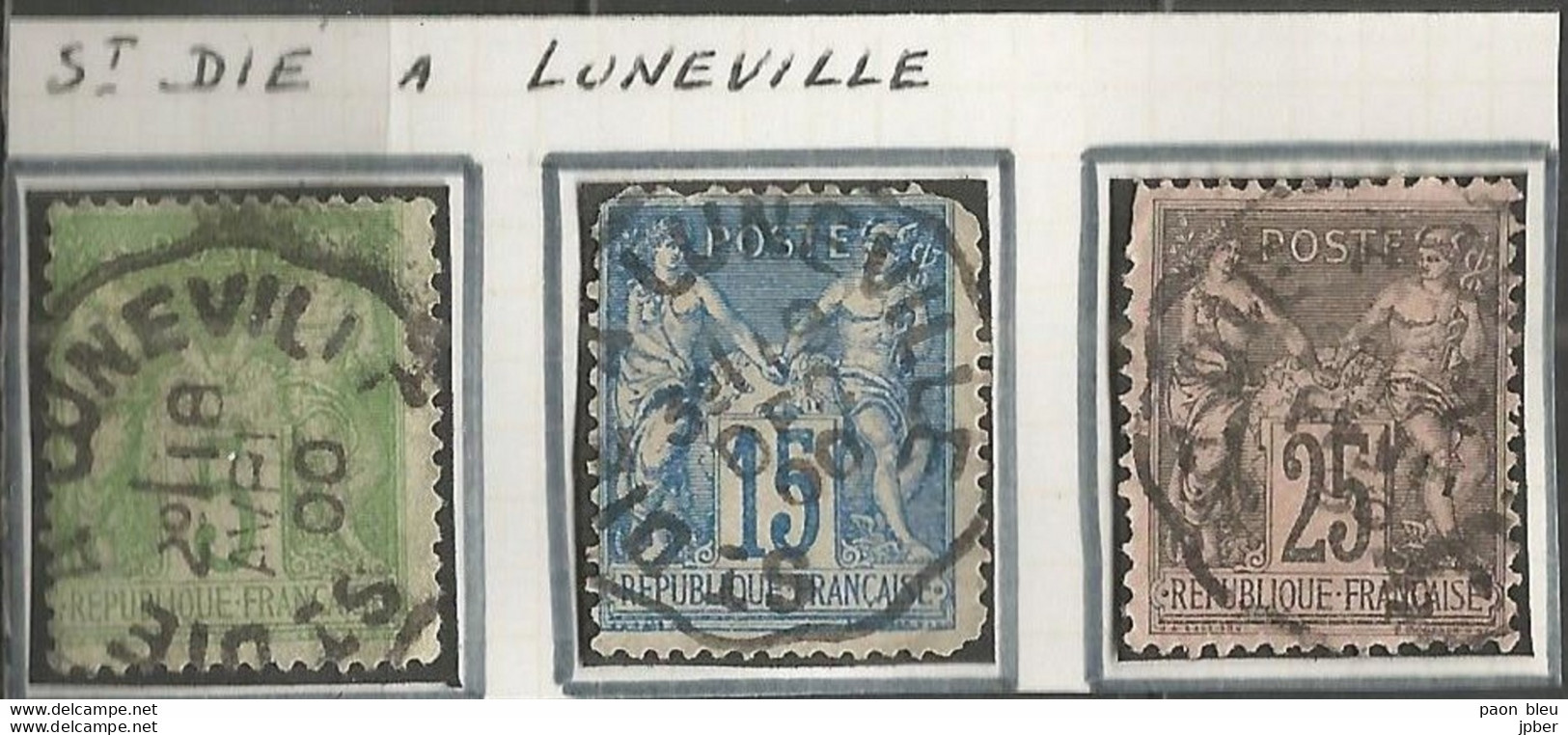 France - Type Sage - Convoyeurs - Ambulants - ST DIE à LUNEVILLE - 1876-1898 Sage (Tipo II)