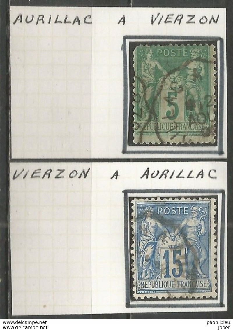 France - Convoyeurs - Ambulants - Lignes - Gares - AURILLAC à VIERZON - Aller Et Retour - Posta Ferroviaria