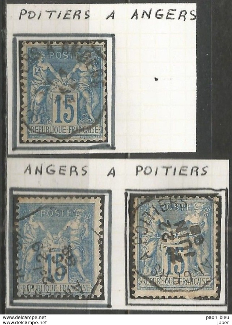 France - Convoyeurs - Ambulants - Lignes - Gares - POITIERS à ANGERS - Aller Et Retour - Correo Ferroviario