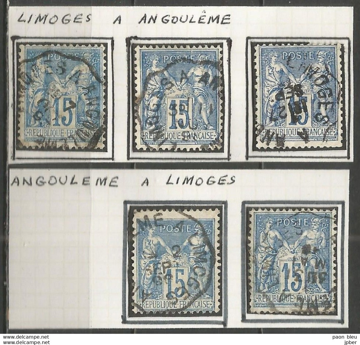 France - Convoyeurs - Ambulants - Lignes - Gares - LIMOGES à ANGOULEME - Aller Et Retour - Correo Ferroviario