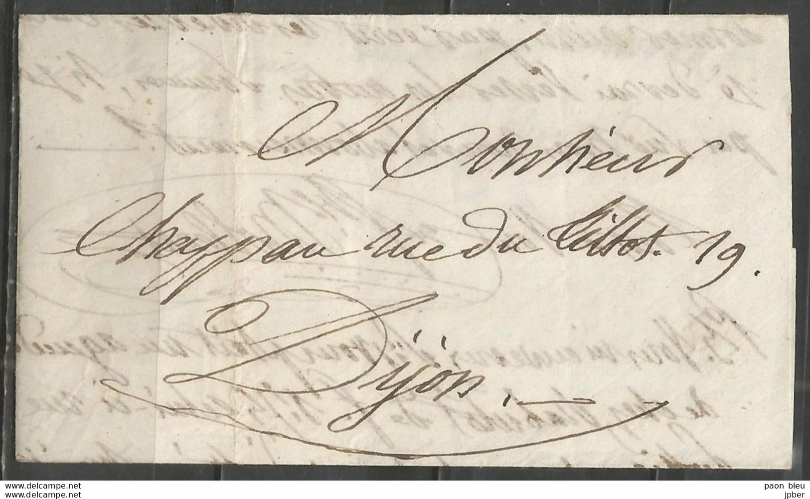 France - LAC Non Affranchie Pour DIJON - Verso Cachet "Nuits-Côte D'Or" - 1849-1876: Klassik