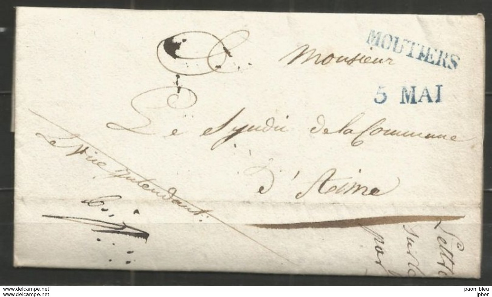 France - LAC De MOUTIERS Du 5/5/1825 Vers AIME - "Vice-Intendance De La Tarentaise" - 1801-1848: Precursors XIX