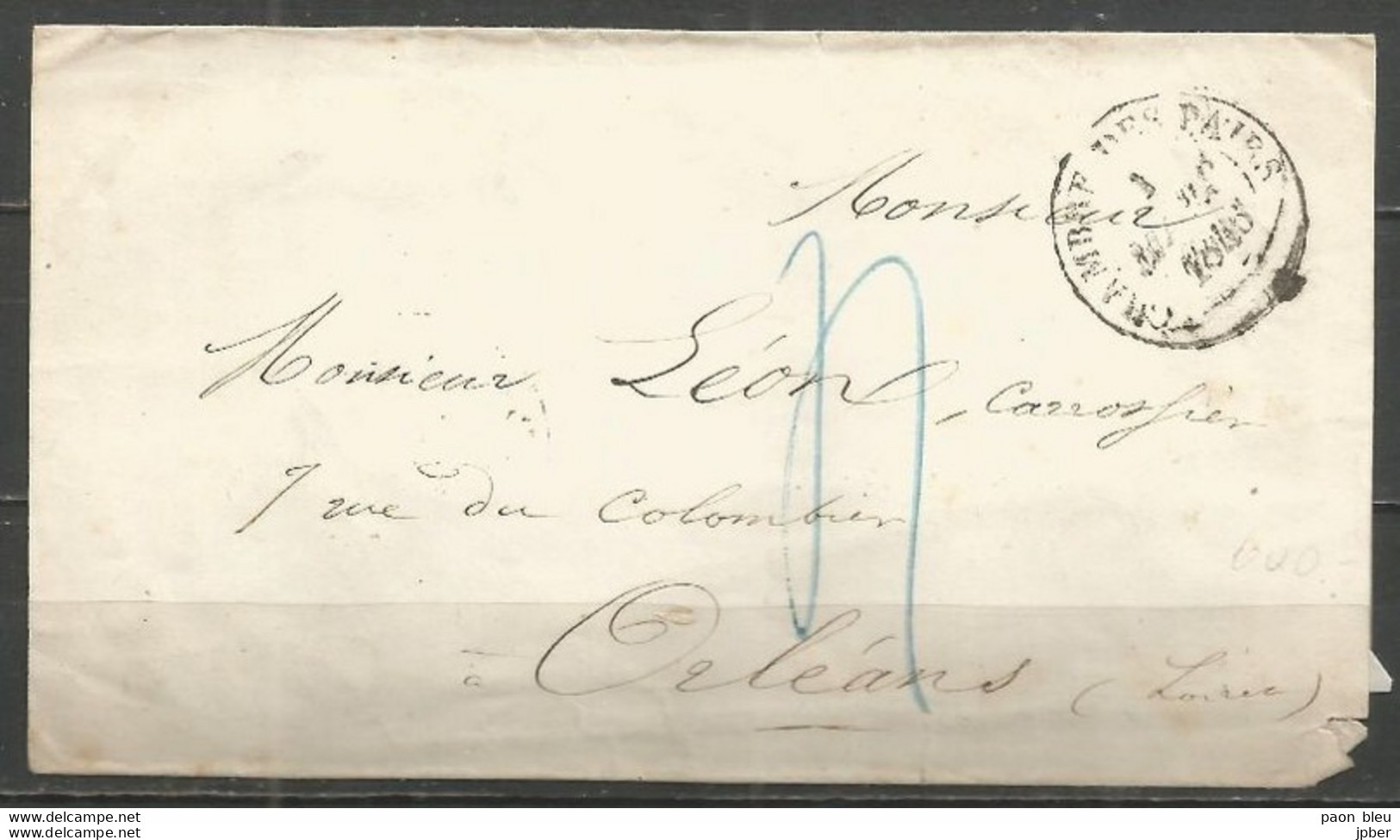 France - LSC De PARIS Du 1/3/1845 Vers ORLEANS - CHAMBRE DES PAIRS - 1801-1848: Precursores XIX