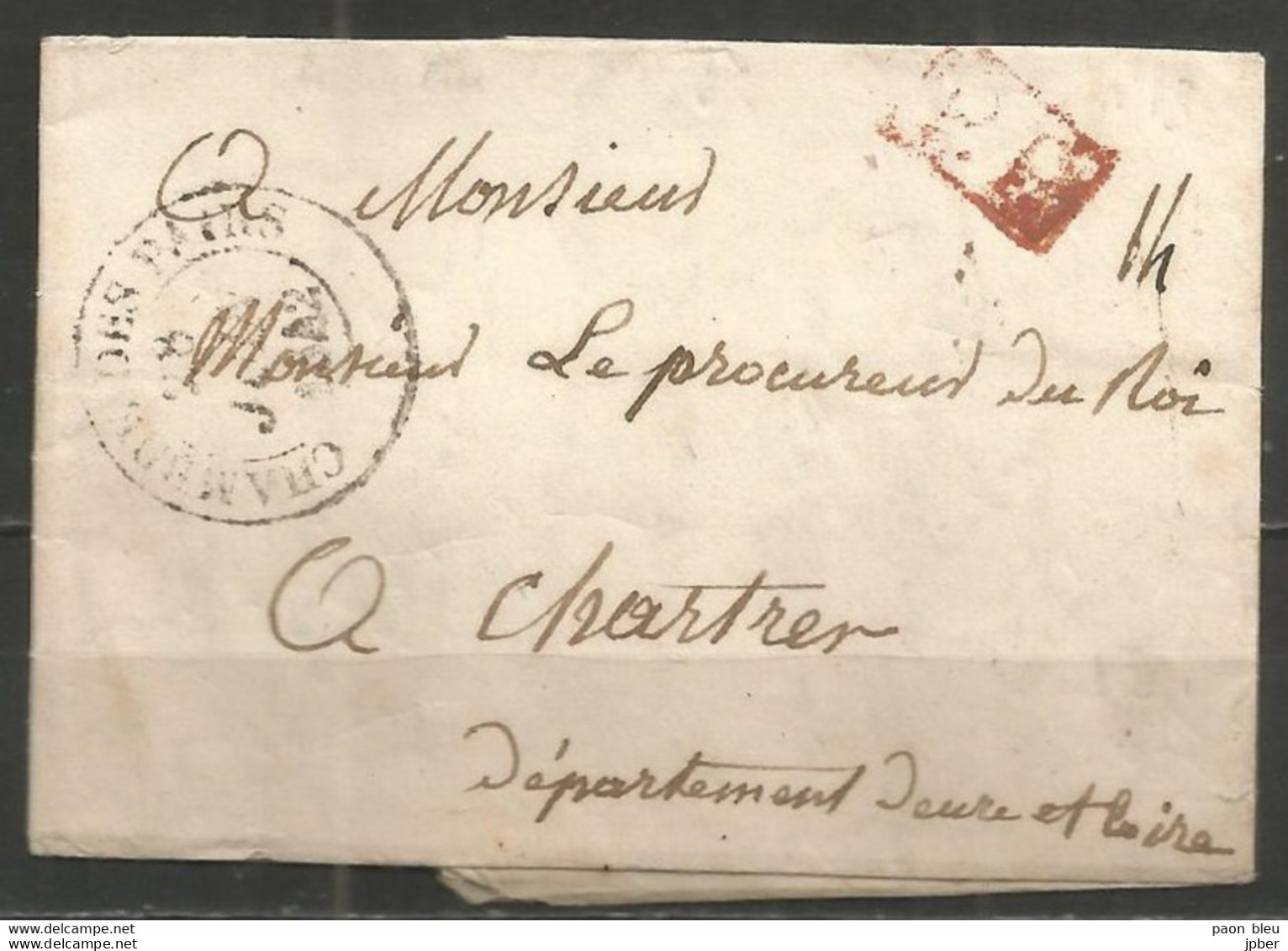France - LAC De PARIS Du 26/6/1842 Vers CHARTRES - CHAMBRE DES PAIRS + P.P. - 1801-1848: Précurseurs XIX