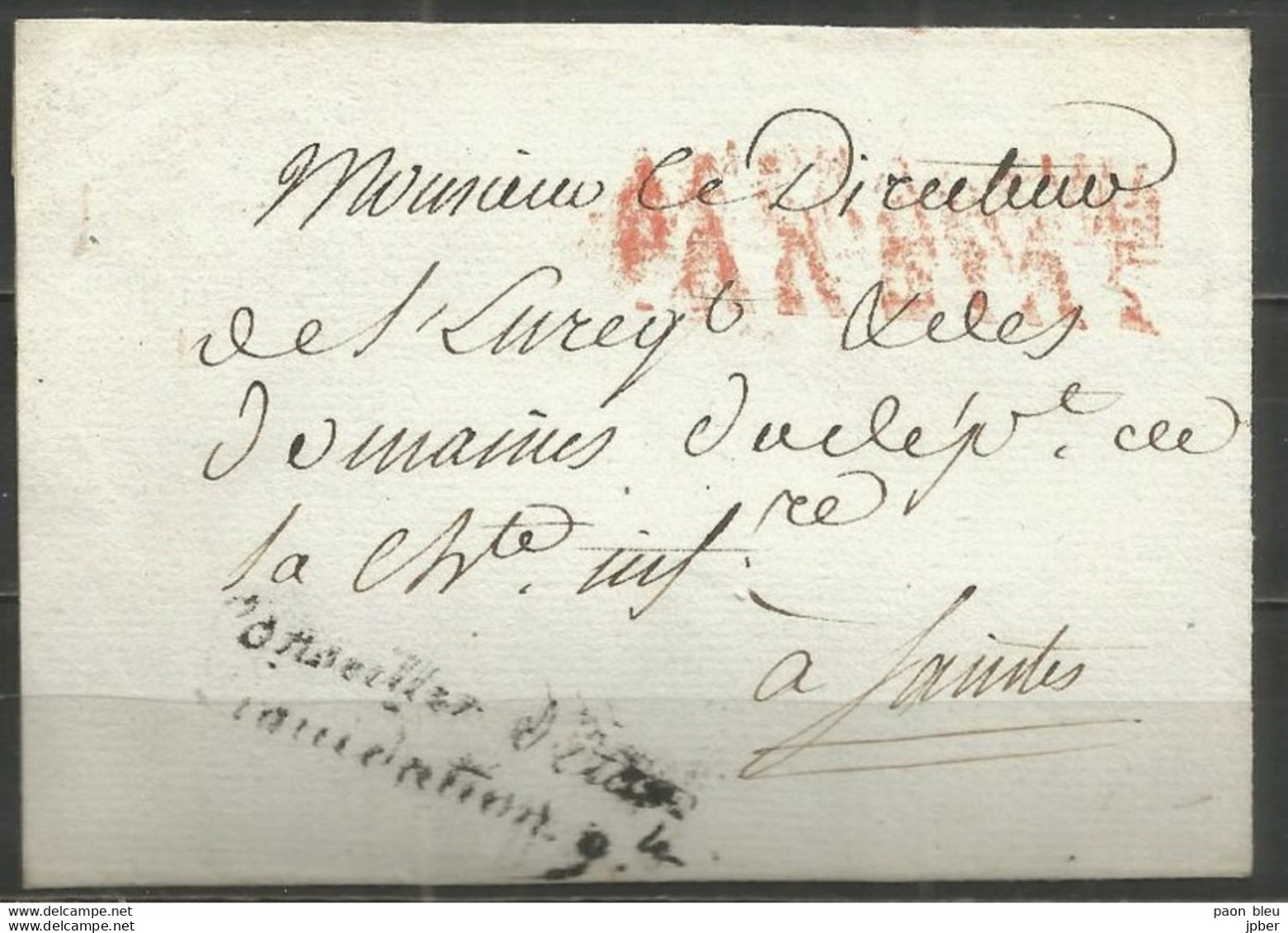 France - LSC De Conseiller D'Etat Liquidation Générale Vers Saintes - AFFRANCHI PAR ETAT - 1801-1848: Precursors XIX