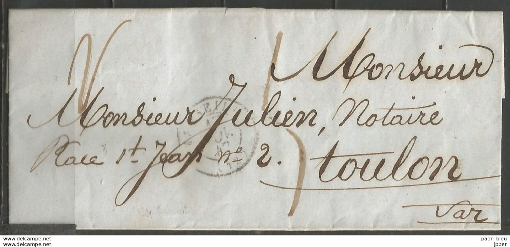 France - LAC De MARSEILLE Vers TOULON Du 17/11/1847 - 1801-1848: Voorlopers XIX
